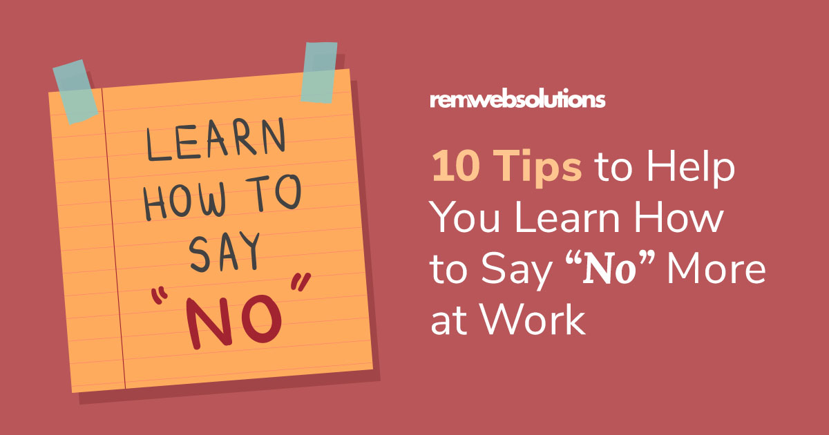 A lined, yellow note that says 'learn how to say no' on a red background